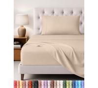 Utopia Bedding Ensemble de Drap 3 Pièces, 90x190cm, Beige | 1 Drap Housse 90x190, 1 Drap Plat 167x243 et 1 Taie d'oreiller 50x75 - Drap de Lit 1 Personne - Polyester Microfibre