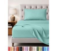 Utopia Bedding Ensemble de Drap 3 Pièces, 90x190cm, Bleu Spa