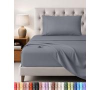 Utopia Bedding Ensemble de Drap 3 Pièces, 90x190cm, Gris | 1 Drap Housse 90x190, 1 Drap Plat 167x243 et 1 Taie d'oreiller 50x75 - Drap de Lit 1 Personne - Polyester Microfibre