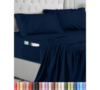 Utopia Bedding Ensemble de Drap 3 Pièces, Bleu Marine, 90x190 cm