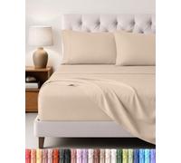 Utopia Bedding Ensemble de Drap 4 Pièces, 135x190cm, Beige | 1 Drap Housse 135x190, 1 Drap Plat 225x255 et 2 Taies d'oreillers 50x75 - Drap de Lit 2 Personnes - Polyester Microfibre