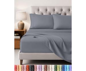 Utopia Bedding Ensemble de Drap 4 Pièces, 160x200cm, Gris