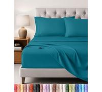 Utopia Bedding Ensemble de Drap 4 Pièces, 180x200cm, Bleu Denim