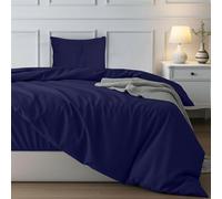 Utopia Bedding Housse de Couette 1 Personne 135x200 cm avec 1 taie d'oreiller à Ourlet plissé 80x80 cm (Bleu Marine) - Ensembles de Housse de Couette en Microfibre Brossée Douce