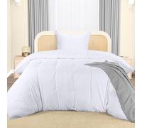 Utopia Bedding Housse de Couette 1 Personne 135x200 cm avec 1 Taie d'oreiller Brodée 80x80 cm (Blanc) - Parure de lit 135x200 cm - Ensembles de Housses de Couette en Microfibre brossée Douce