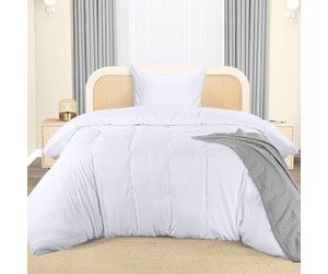 Utopia Bedding Housse de Couette 1 Personne 135x200 cm avec 1 Taie d'oreiller Brodée 80x80 cm (Blanc) - Parure de lit 135x200 cm - Ensembles de Housses de Couette en Microfibre brossée Douce