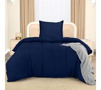 Utopia Bedding Housse de Couette 1 Personne 135x200 cm avec 1 Taie d'oreiller Brodée 80x80 cm (Bleu Marine) - Parure de lit 135x200 cm - Ensembles de Housses de Couette en Microfibre brossée Douce