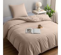 Utopia Bedding Housse de Couette 1 Personne 140x200 cm avec 1 Taie d'oreiller 65x65 cm (Beige) - Parure de lit 1 Personne 140 x 200 cm - Ensembles de Housses de Couette en Microfibre brossée Douce