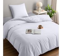 Utopia Bedding Housse de Couette 1 Personne 140x200 cm avec 1 Taie d'oreiller 65x65 cm (Blanc) - Parure de lit 1 Personne 140 x 200 cm - Ensembles de Housses de Couette en Microfibre brossée Douce