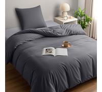 Utopia Bedding Housse de Couette 1 Personne 140x200 cm avec 1 Taie d'oreiller 65x65 cm (Gris) - Parure de lit 1 Personne 140 x 200 cm - Ensembles de Housses de Couette en Microfibre brossée Douce
