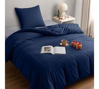Utopia Bedding Housse de Couette 1 Personne 140x200 cm avec 1 Taie d'oreiller 65x65 cm (Marine) - Parure de lit 1 Personne 140 x 200 cm - Ensembles de Housses de Couette en Microfibre brossée Douce