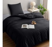 Utopia Bedding Housse de Couette 1 Personne 140x200 cm avec 1 Taie d'oreiller 65x65 cm (Noir) - Parure de lit 1 Personne 140 x 200 cm - Ensembles de Housses de Couette en Microfibre brossée Douce
