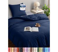 Utopia Bedding Housse de Couette 135x200 1 Personne, Marine | Parure de lit 135x200 cm avec 1 Taie d'oreiller 80x80 cm, Microfibre douce, Certifié Oeko-TEX, Idéal maison & hôtel