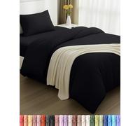 Utopia Bedding - Housse de Couette 135x200cm, Drap Housse 90x190cm et Taie d'oreiller 50x75cm - Microfibre brossée Polyester Douce (Noir)