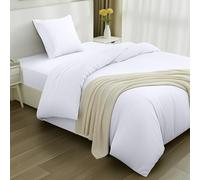 Utopia Bedding - Housse de Couette 135x200cm, Drap Housse 90x200cm et Taie d'oreiller 80x80cm - Microfibre brossée Polyester Douce (Blanc)