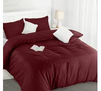 Utopia Bedding Housse de Couette 200x200 cm avec 2 Taies d'oreiller 50x75 cm (Bordeaux) - Parure de Lit 200 x 200 cm - Ensembles de Housses de Couette en Microfibre brossée Douce
