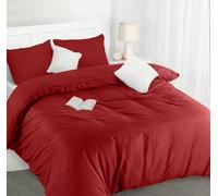 Utopia Bedding Housse de Couette 200x200 cm avec 2 Taies d'oreiller 50x75 cm (Rouge)- Parure de Lit 200 x 200 cm - Ensembles de Housses de Couette en Microfibre brossée Douce