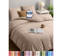 Utopia Bedding Housse de Couette 200x200 cm avec 2 Taies d'oreiller 80x80 cm (Beige) - Parure de Lit 200 x 200 cm - Ensembles de Housses de Couette en Microfibre brossée Douce