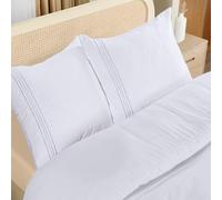 Utopia Bedding Housse de Couette 200x200 cm avec 2 Taies d'oreiller Brodée 80x80 cm (Blanc) - Parure de Lit 200x200 cm - Ensembles de Housses de Couette en Microfibre brossée