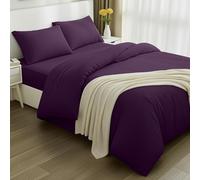 Utopia Bedding - Housse de Couette 200x200cm, Drap Housse 135x190cm et Taies d'oreiller 50x75cm - Microfibre brossée Polyester Douce (Pourpre)