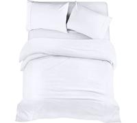 Utopia Bedding - Housse de Couette 200x200cm, Drap Housse 135x190cm et Taies d'oreiller 50x75cm - Microfibre brossée Polyester Douce (Blanc)