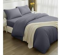 Utopia Bedding - Housse de Couette 200x200cm, Drap Housse 135x190cm et Taies d'oreiller 50x75cm - Microfibre brossée Polyester Douce (Gris)