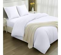 Utopia Bedding - Housse de Couette 200x200cm, Drap Housse 140x200cm et Taies d'oreiller 80x80cm - Microfibre brossée Polyester Douce (Blanc)