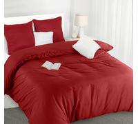 Utopia Bedding Housse de Couette 220x240 cm avec 2 Taies d'oreiller 65x65 cm (Rouge)- Parure de lit 220 x 240 cm - Ensembles de Housses de Couette en Microfibre brossée Douce