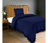 Utopia Bedding Housse de Couette à Volants 135x200 cm avec 1 Taie d'oreiller 80x80 cm (Bleu Marine) - Parure de lit 1 Personne 135x200 cm - Ensembles de Housses de Couette en Microfibre brossée Douce