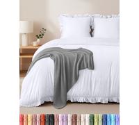 Utopia Bedding Housse de Couettet à Volants 220x240 cm avec 2 Taies d'oreiller 65x65 cm (Blanc) - Parure de lit 220x240 cm - Ensembles de Housses de Couette en Microfibre brossée Douce