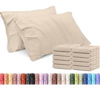 Utopia Bedding Lot de 12 taies d'oreiller pour lit Queen-Size- Fermeture à Rabat - Tissu en Microfibre brossée - Housses résistantes au rétrécissement et à la décoloration, 50,8 x 76,2 cm (Beige)