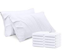 Utopia Bedding Lot de 12 taies d'oreiller standard - Fermeture à rabat - Tissu en microfibre brossée - Housses résistantes au rétrécissement et à la décoloration, 50,8 x 66 cm (blanc)