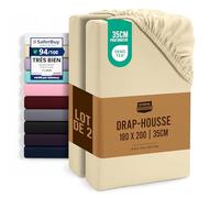 Utopia Bedding Lot de 2 Drap Housse - Beige, 180 x 200 cm