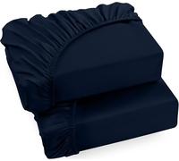 Utopia Bedding Lot de 2 Drap Housse - Bleu Marine, 180 x 200 cm - Coupes de 35 cm pour Matelas épais - Microfibre brossée