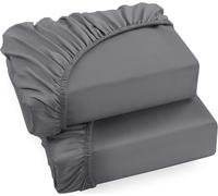 Utopia Bedding Lot de 2 Drap Housse - Gris, 180 x 200 cm - Coupes de 35 cm pour Matelas épais - Microfibre brossée