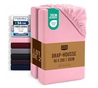 Utopia Bedding Lot de 2 Drap Housse - Rose, 90 x 200 cm - Coupes de 35 cm pour Matelas épais - Certifié Oeko-Tex - Polyester Microfibre brossée