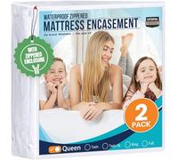 Utopia Bedding Lot de 2 protège-Matelas à Fermeture éclair pour Grand lit - 100% imperméable et Anti-punaises de lit - Housse de Matelas absorbante à Six côtés