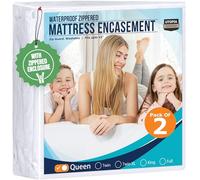 Utopia Bedding Lot de 2 protège-Matelas à Fermeture éclair pour Grand lit - 100% imperméable et Anti-punaises de lit - Housse de Matelas absorbante à Six côtés