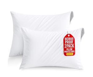 Utopia Bedding Lot de 2 protège-oreillers imperméables à Fermeture éclair (Blanc, 51 x 97 cm)