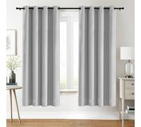 Utopia Bedding - Lot de 2 Rideaux Opaques avec œillets [132 x 160 cm, Gris et Blanc] pour décoration de fenêtre et Rideau occultant Maximal dans Les Salons, Chambres, Bureaux et Chambres d'enfants