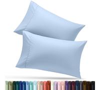 Utopia Bedding Lot de 2 taies d’Oreiller en Tissu Microfibre brossé Doux, Parfait pour hôpitaux, hôtels, Chambres d'hôtes, certifié Oeko-TEX, 51 x 76 cm (lit Queen-Size, Bleu Glacier)