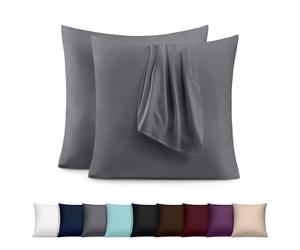 Utopia Bedding - Lot de 2 taies d'oreiller - 60 x 60 cm - Oeko-TEX - Microfibre brossée, 100% Polyester, avec Fermeture enveloppe (Oreiller Non Inclus), taie d'oreiller Seule - Gris