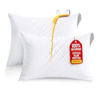 Utopia Bedding Lot de 2 taies d'oreiller imperméables à Fermeture éclair de Taille Standard, Anti-punaises de lit, 50,8 x 66 cm, Blanches