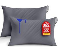 UTOPIA BEDDING Lot de 2 taies d'oreiller imperméables à Fermeture éclair de très Grande Taille, Anti-punaises de lit, 50,8 x 96,5 cm, Grises