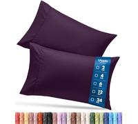Utopia Bedding Lot de 2 taies d'oreiller Queen - Fermeture à Rabat - Tissu en Microfibre brossée Douce - Housses résistantes au rétrécissement et à la décoloration, 50,8 x 76,2 cm (Grand lit, Violet)