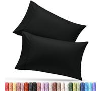 Utopia Bedding Lot de 2 taies d'oreiller Queen - Fermeture à rabat - Tissu en microfibre brossée douce - Housses résistantes au rétrécissement et à la décoloration, 50,8 x 76,2 cm (grand lit, noir)