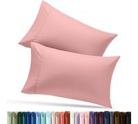 Utopia Bedding Lot de 2 taies d'oreiller Queen - Fermeture à Rabat - Tissu en Microfibre brossée Douce - Housses résistantes au rétrécissement et à la décoloration, 50,8 x 76,2 cm (Grand lit, Rose)