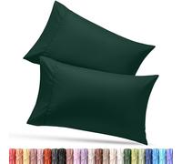 Utopia Bedding Lot de 2 taies d'oreiller Queen - Fermeture à rabat - Tissu en microfibre brossée douce - Housses résistantes au rétrécissement et à la décoloration, 50,8 x 76,2 cm (grand lit, émeraude