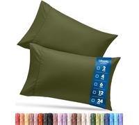 Utopia Bedding Lot de 2 taies d'oreiller Queen - Fermeture à Rabat - Tissu en Microfibre brossée Douce - Housses résistantes au rétrécissement et à la décoloration, 50,8 x 76,2 cm (Grand lit, Olive)