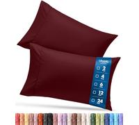 Utopia Bedding Lot de 2 taies d'oreiller Queen - Fermeture à Rabat - Tissu en Microfibre brossée - Housses résistantes au rétrécissement et à la décoloration, 50,8 x 76,2 cm (Grand lit, Bordeaux)